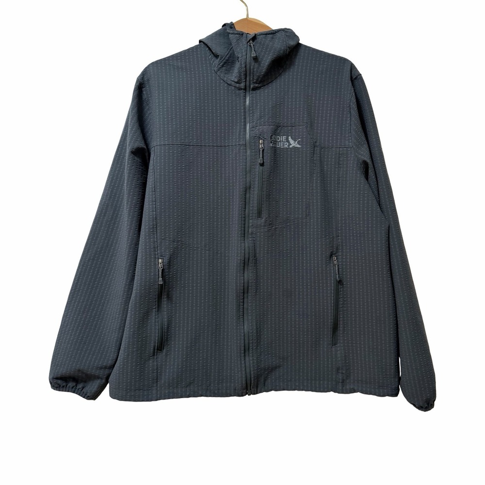 Eddie Bauer Sandstone Grid First Ascent Hooded Jacket Mens Size XL Storm